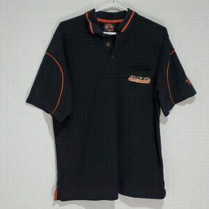 Harley Davidson medium black and orange polo short sleeve shirt